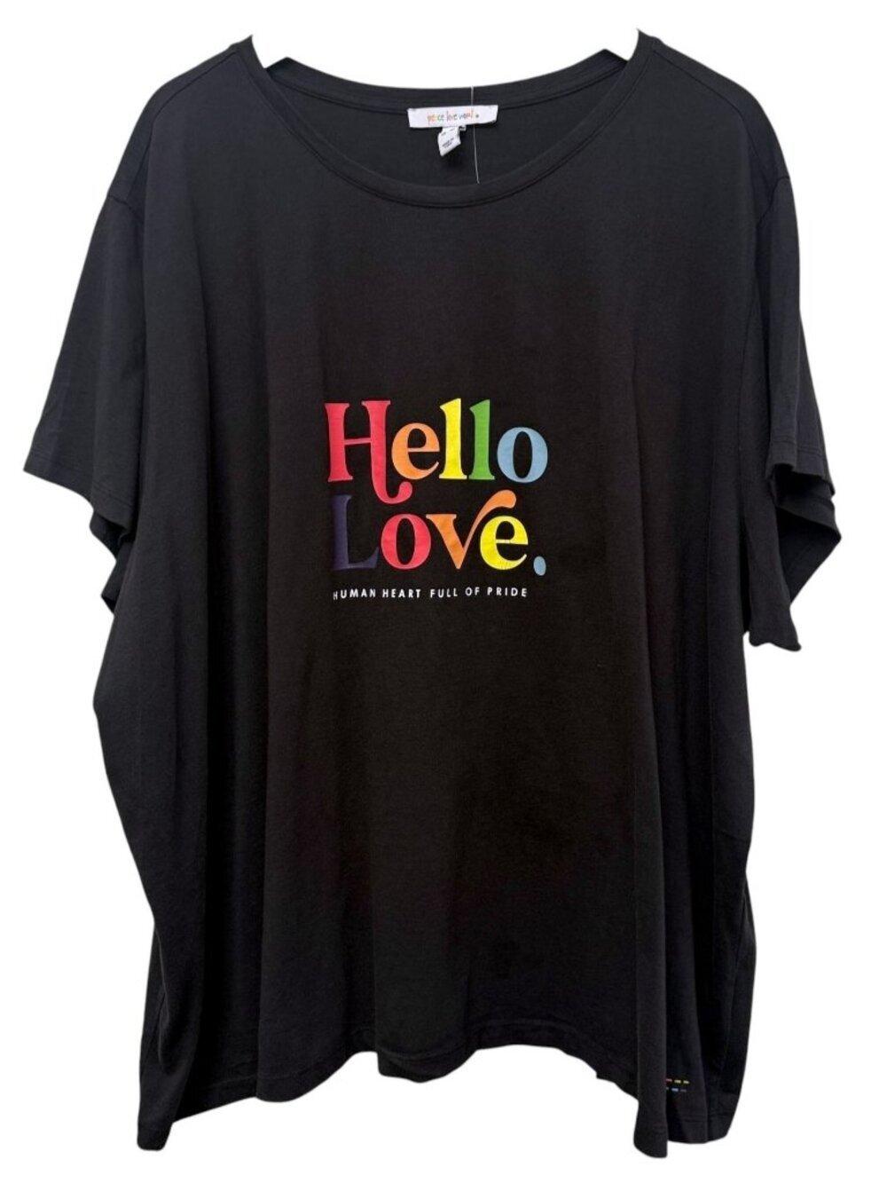 Peace Love World Tee Plus Size 4X Hello Love Pride Graphic T-shirt LGBTQ